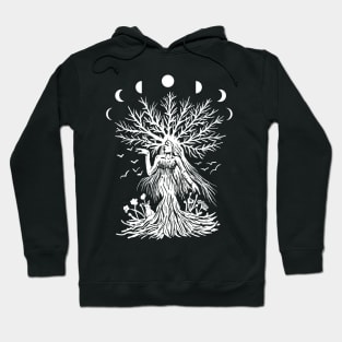 Tree Goddess, Moon Phases, Gothic Witchy Nature Hoodie